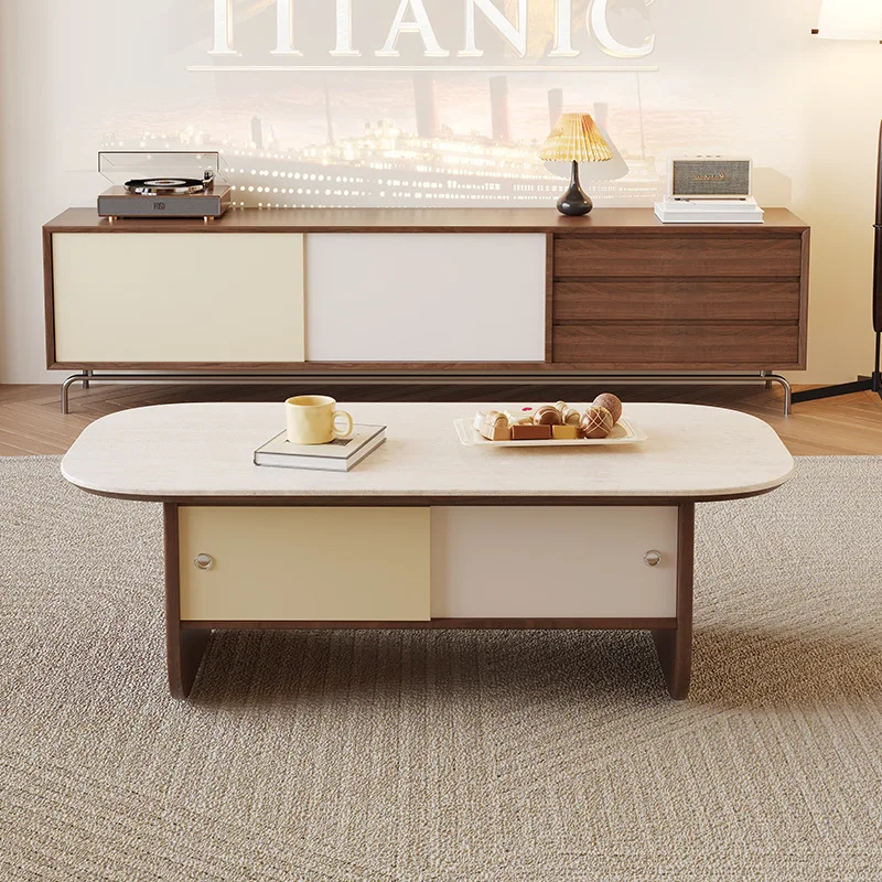 TV cabinet coffee table combination walnut color antique home living room small apartment color matching shadow
TV cabinet coffee table combination walnut color antique home living room small apartment color matching shadow