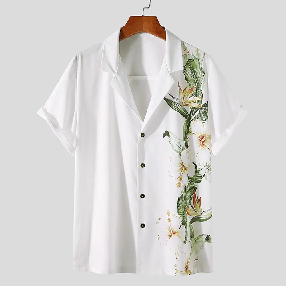 Beach Shirt Flower Print Turn-down Collar Single-breasted Short Sleeve Men Top for Holiday
Beach Shirt Flower Print Turn-down Collar Single-breasted Short Sleeve Men Top for Holiday
