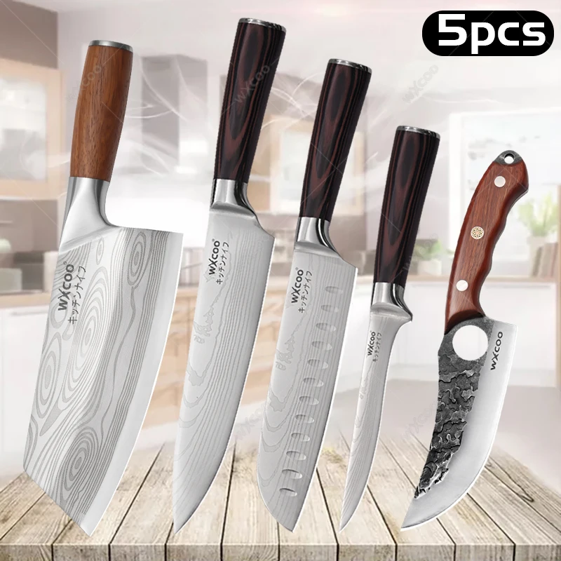 1-5PCS Stainless Steel Butcher's Deboning and Meat Cutting Knife Japanese Kitchen Chef's Knife Laser-textured Santoku Knife
1-5PCS Stainless Steel Butcher's Deboning and Meat Cutting Knife Japanese Kitchen Chef's Knife Laser-textured Santoku Knife