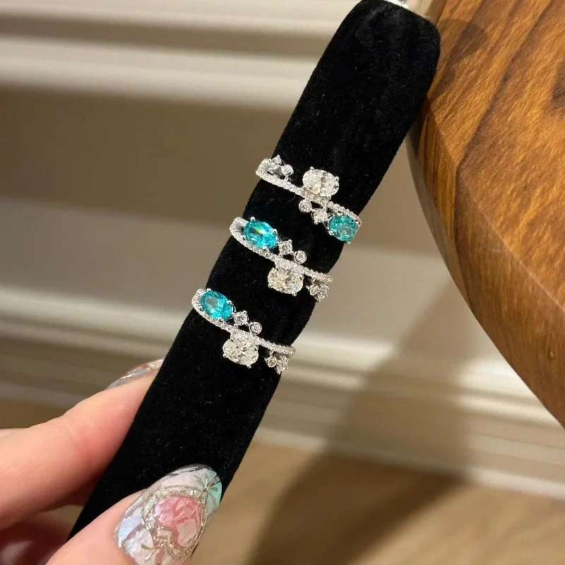 Inspiration luxury High quality Paraiba blue rings for women silver 925 diamond inlay fashion engagement ring wedding jewelry
Inspiration luxury High quality Paraiba blue rings for women silver 925 diamond inlay fashion engagement ring wedding jewelry