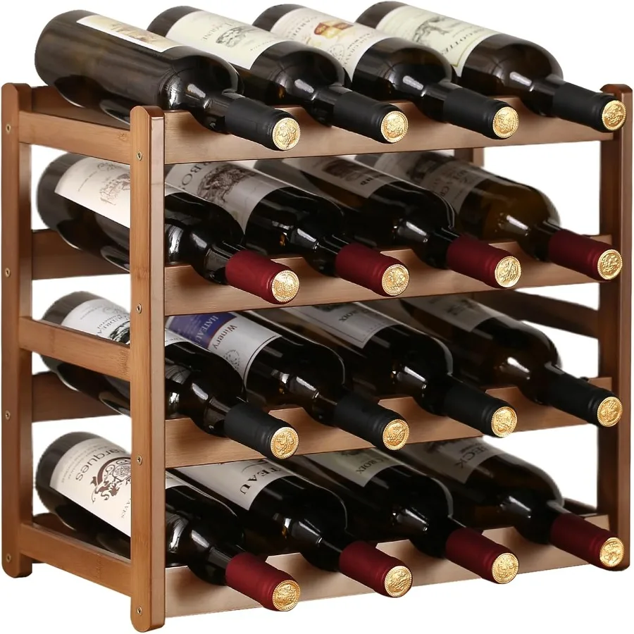 4Tier Bamboo Wine Rack Storage Cabinet Shelf for Basement Kitchen Countertop Freestanding 16Bottle Wine Bottle Holder with Eleg
4Tier Bamboo Wine Rack Storage Cabinet Shelf for Basement Kitchen Countertop Freestanding 16Bottle Wine Bottle Holder with Eleg