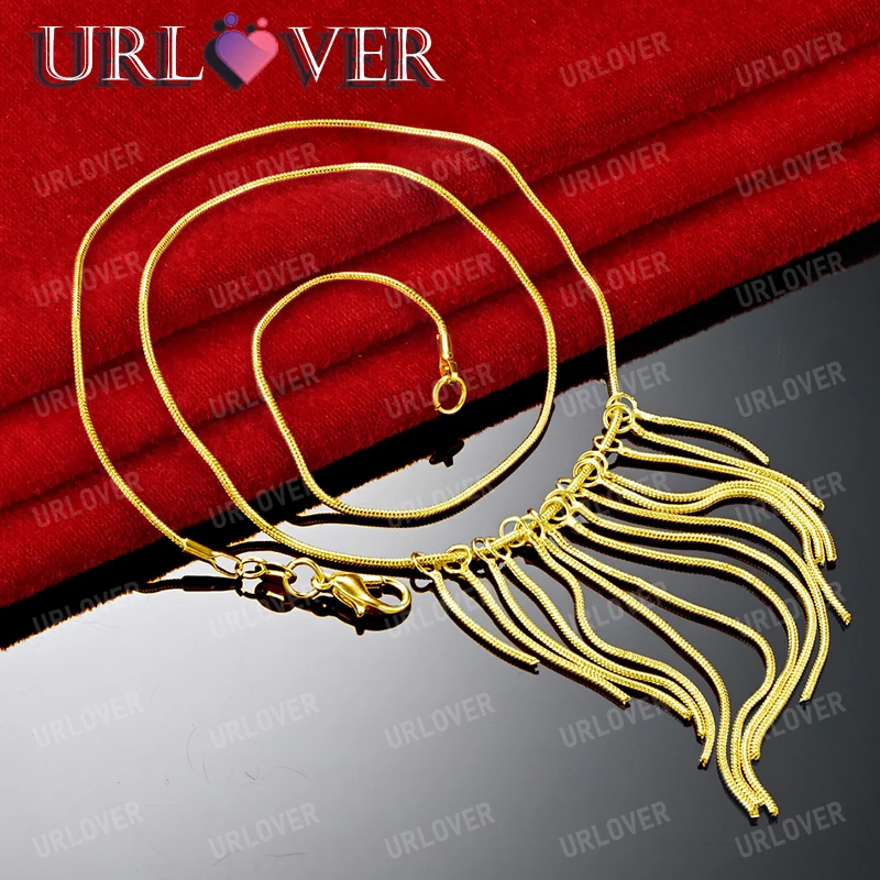URLOVER 18K Gold Necklace For Woman Multi Line Pendant Chain Necklaces Lady Fashion Party Wedding Jewelry Cute Birthday Gift
URLOVER 18K Gold Necklace For Woman Multi Line Pendant Chain Necklaces Lady Fashion Party Wedding Jewelry Cute Birthday Gift