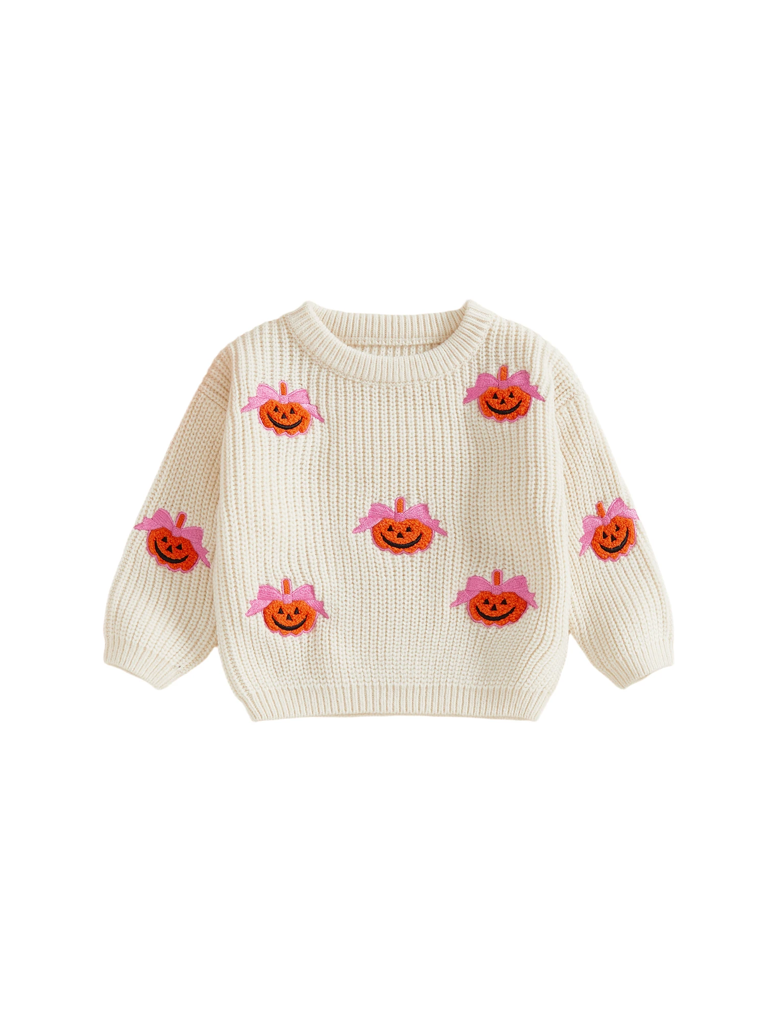 Милый свитер на Хэллоуин для маленьких девочек с длинными рукавами, круглым вырезом и бантом и вышивкой тыквы — очаровательный вязаный пуловер, топ
Милый свитер на Хэллоуин для маленьких девочек с длинными рукавами, круглым вырезом и бантом и вышивкой тыквы — очаровательный вязаный пуловер, топ