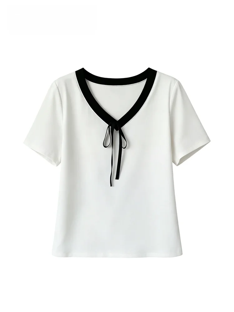 plus Size Women's Short Sleeve T-Shirt V-Neck Summer Fashion Knot Cotton Top for Plump Sister Versatile Age-Defying
plus Size Women's Short Sleeve T-Shirt V-Neck Summer Fashion Knot Cotton Top for Plump Sister Versatile Age-Defying