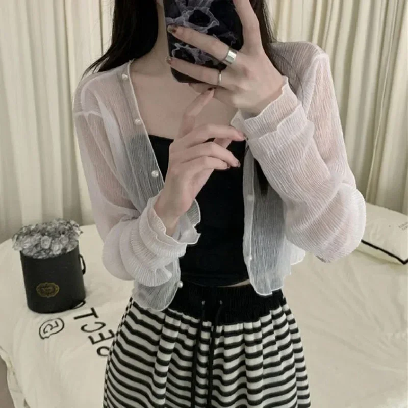 Y2k White Sun-proof Summer Transparent Short Shirts Female Casual Fashion Thin Shirt Woman Long Sleeve Sun Protection Clothing
Y2k White Sun-proof Summer Transparent Short Shirts Female Casual Fashion Thin Shirt Woman Long Sleeve Sun Protection Clothing