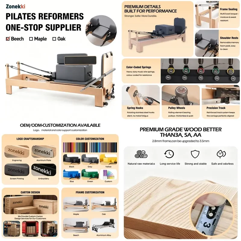 【CHIMU HOME】Beech Wood Pilates Reformer with Sliding Carriage, Home Gym Core Trainer
【CHIMU HOME】Beech Wood Pilates Reformer with Sliding Carriage, Home Gym Core Trainer