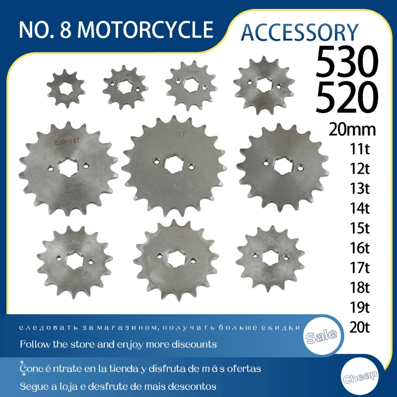 520 530#Chain 20mm 10-20T Tooth Front Engine Sprocket For Honda Motorcycle ATV Dirt Pit bike Buggy 150CC 200CC 250CC 300CC
520 530#Chain 20mm 10-20T Tooth Front Engine Sprocket For Honda Motorcycle ATV Dirt Pit bike Buggy 150CC 200CC 250CC 300CC