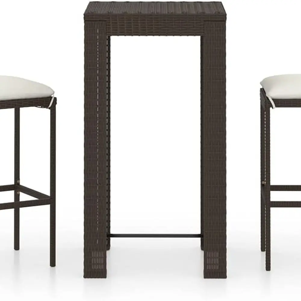 3-Piece Outdoor Patio Bar Set with Cushions, Brown Rattan Dining Table and Chairs
3-Piece Outdoor Patio Bar Set with Cushions, Brown Rattan Dining Table and Chairs
