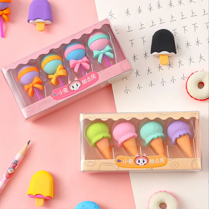 4 pcs/set Kawaii Simulation Donut Candy Ice Cream Rubber Pencil Eraser Cute School Kids Supplies Stationery Erasers Gift Prizes
4 pcs/set Kawaii Simulation Donut Candy Ice Cream Rubber Pencil Eraser Cute School Kids Supplies Stationery Erasers Gift Prizes