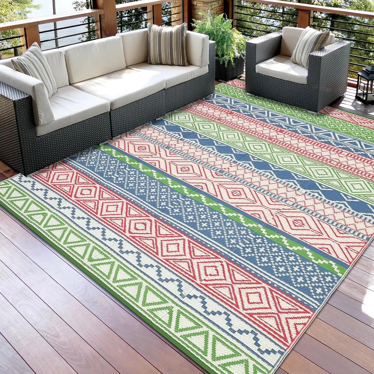 10x20 ft Waterproof Outdoor Rug for Patios, Reversible Plastic Straw Camping Carpet for RV, Deck, Beach - Red/Green/Blue
10x20 ft Waterproof Outdoor Rug for Patios, Reversible Plastic Straw Camping Carpet for RV, Deck, Beach - Red/Green/Blue