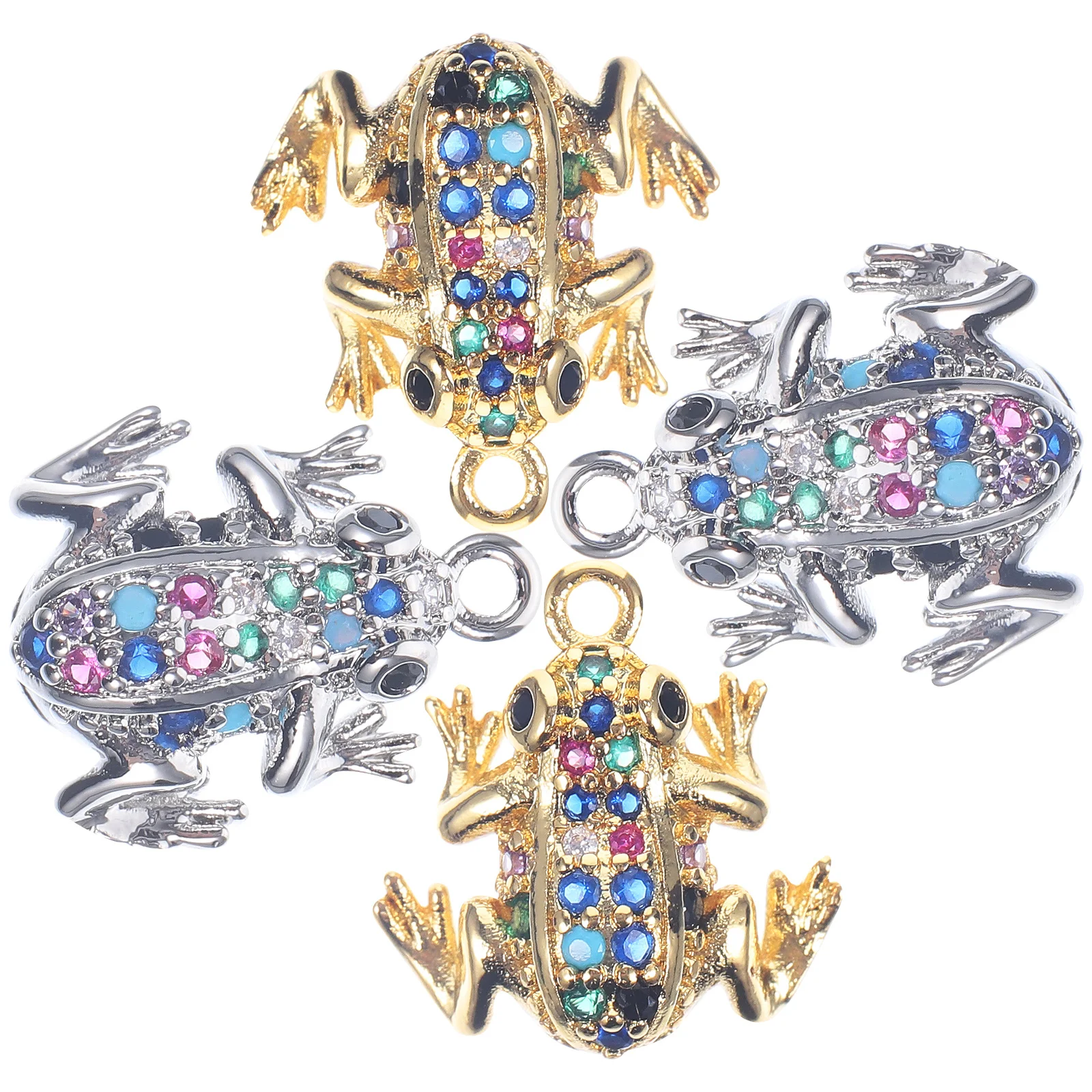 Набор из 4 металлических подвесок-лягушек с цветными стразами для украшения: аксессуары для DIY-бижутерии, ожерелий, брелоков, сумок, подарки
Набор из 4 металлических подвесок-лягушек с цветными стразами для украшения: аксессуары для DIY-бижутерии, ожерелий, брелоков, сумок, подарки