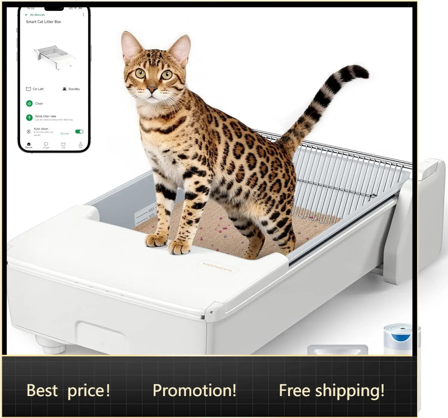 Automatic Litter Box Self Cleaning Cat Litter Box with App Control Open Top Cat Box for Multi Cats Dual Rake Works
Automatic Litter Box Self Cleaning Cat Litter Box with App Control Open Top Cat Box for Multi Cats Dual Rake Works
