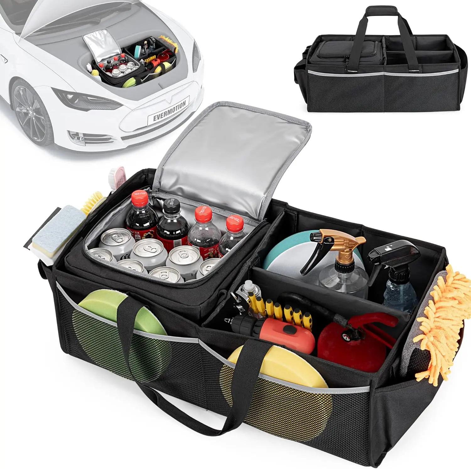 Front Trunk Organizer with Cooler Bag for Tesla Model 3/Y, Collapsible Multi-Compartment Storage for Travel Accessories, Tools
Front Trunk Organizer with Cooler Bag for Tesla Model 3/Y, Collapsible Multi-Compartment Storage for Travel Accessories, Tools