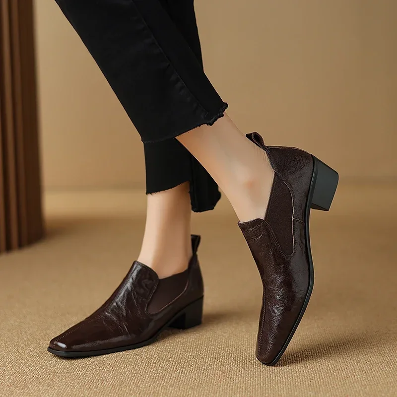 Fashion Thick Heel Thin Bottom Square Nose Deep Mouth Solid Color Sheepskin Equal Stitching Elastic Women's Single Shoes
Fashion Thick Heel Thin Bottom Square Nose Deep Mouth Solid Color Sheepskin Equal Stitching Elastic Women's Single Shoes