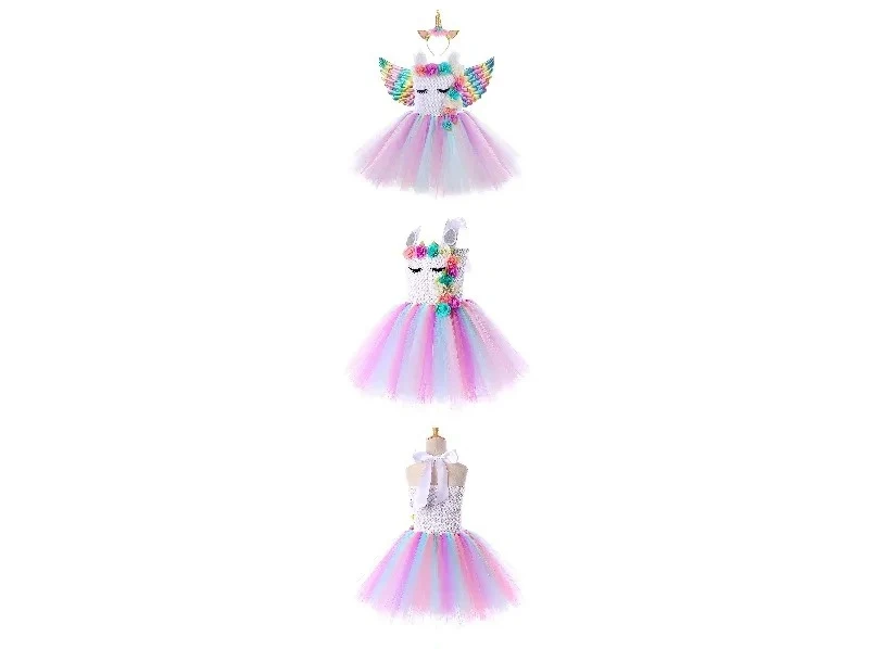 Unicorn Floral Tutu Dress With Wings Girls Fluffy Tulle Skirt Princess Outfit Halloween Carnival Party Holiday Costume Kid Dress
Unicorn Floral Tutu Dress With Wings Girls Fluffy Tulle Skirt Princess Outfit Halloween Carnival Party Holiday Costume Kid Dress