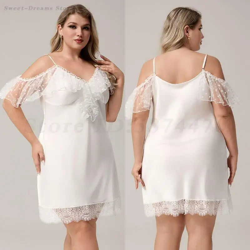 Oversize 5XL Female Nightgown Sexy Lace Suspender Lingerie Nightdress Off Shoulder Sleepwear Summer Nighty Loungewear Home Dress
Oversize 5XL Female Nightgown Sexy Lace Suspender Lingerie Nightdress Off Shoulder Sleepwear Summer Nighty Loungewear Home Dress