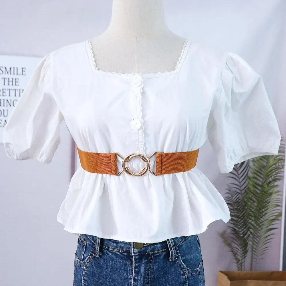 Simple Solid Color Geometric Double Circle Knot Women Waistband Female Waist Strap Elastic Waist Belt Gold Round Buckle Belt
Simple Solid Color Geometric Double Circle Knot Women Waistband Female Waist Strap Elastic Waist Belt Gold Round Buckle Belt