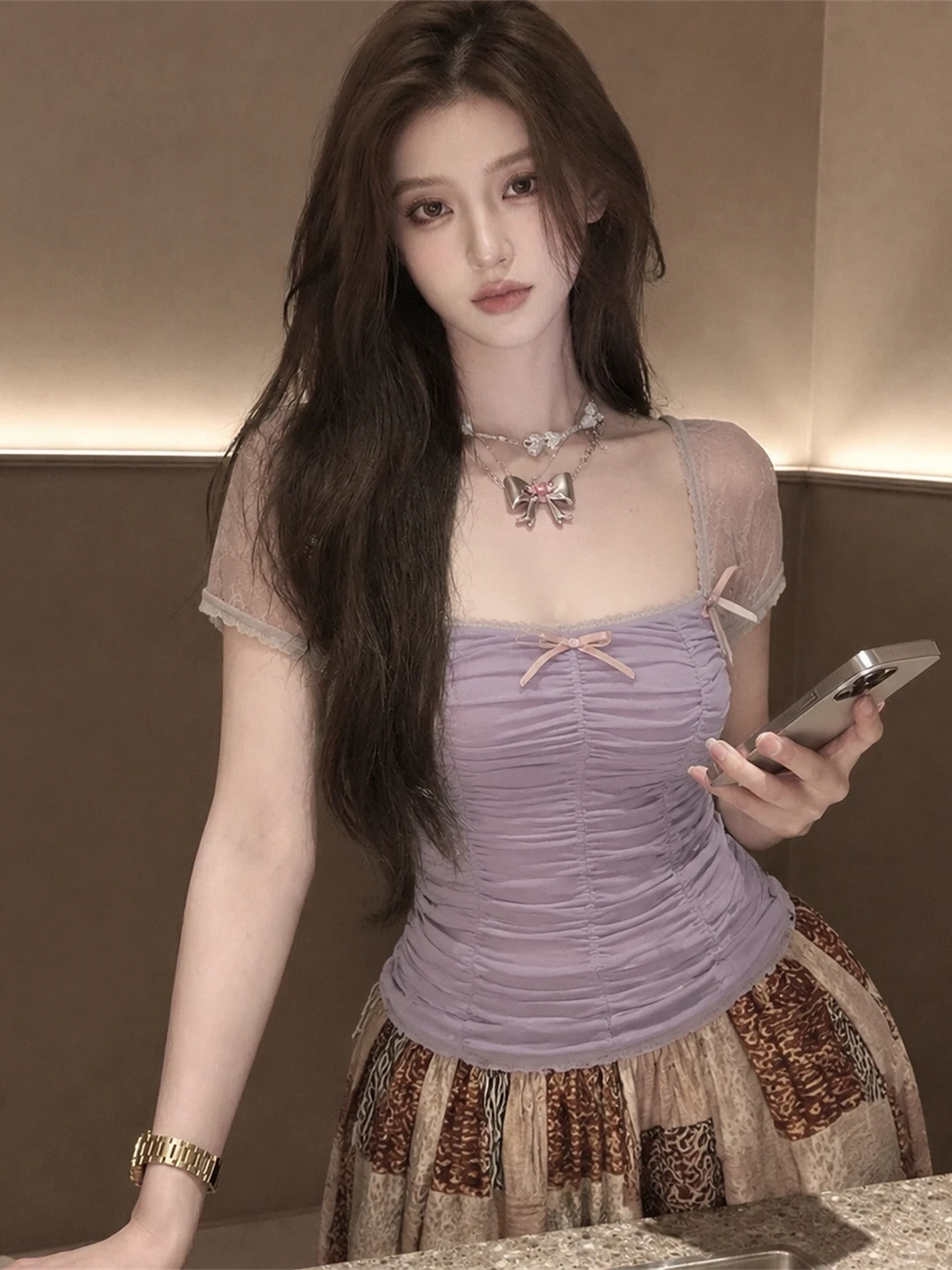 Elegant Mesh Splice Stylish Design Slimming Summer Square Collar Trendy Top Women's T-shirt Commute Style Korean Version Slim...
Elegant Mesh Splice Stylish Design Slimming Summer Square Collar Trendy Top Women's T-shirt Commute Style Korean Version Slim...