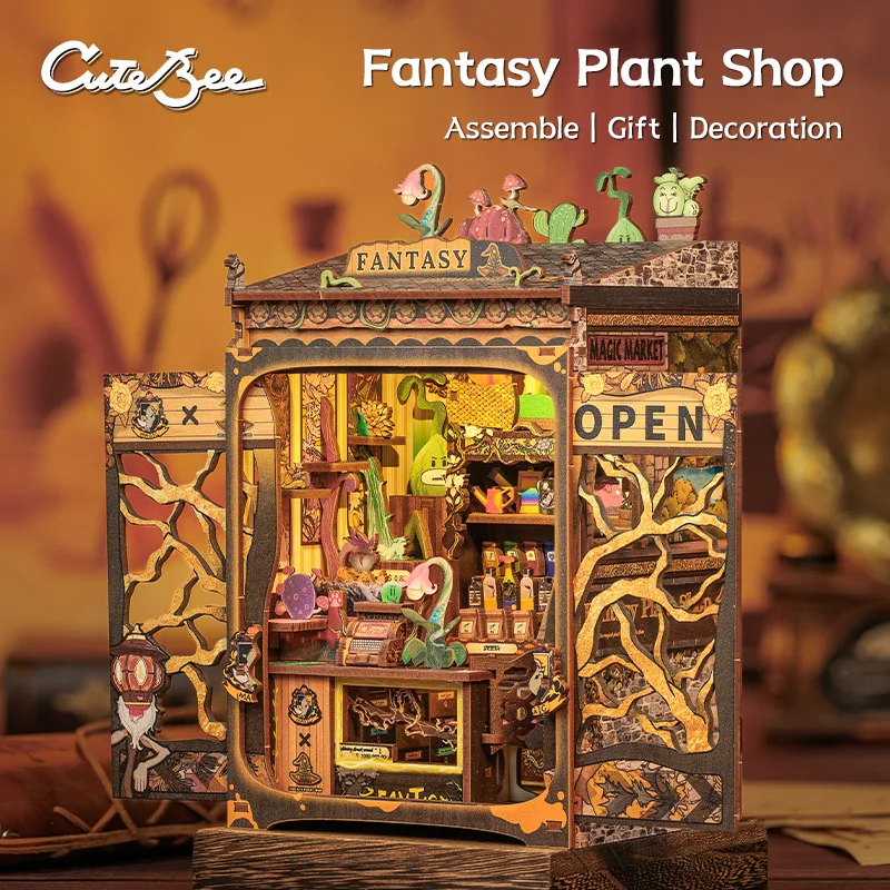 CUTEBEE Booknook DIY Miniature House with Light Wooden Bookshelf Insert Book Nook Decor for Gifts 3D Puzzle Fantasy Plant Shop
CUTEBEE Booknook DIY Miniature House with Light Wooden Bookshelf Insert Book Nook Decor for Gifts 3D Puzzle Fantasy Plant Shop