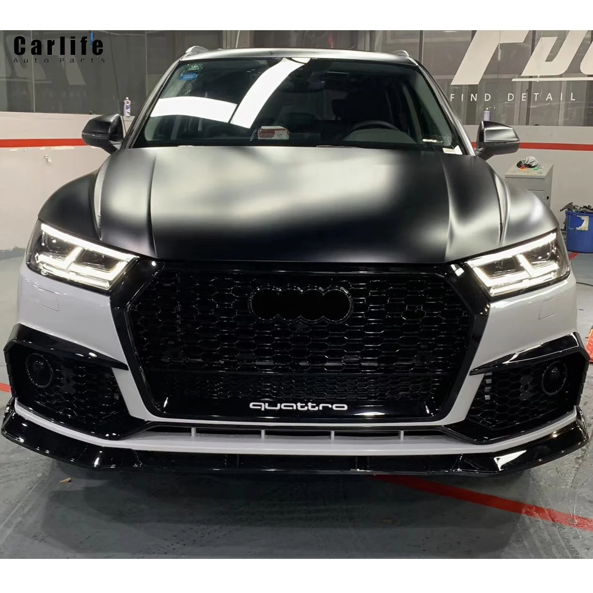 Car accessories PP material car bumpers for Q5 2018 2019 2020 year changed to RSQ5 face model with bumpers grilles
Car accessories PP material car bumpers for Q5 2018 2019 2020 year changed to RSQ5 face model with bumpers grilles