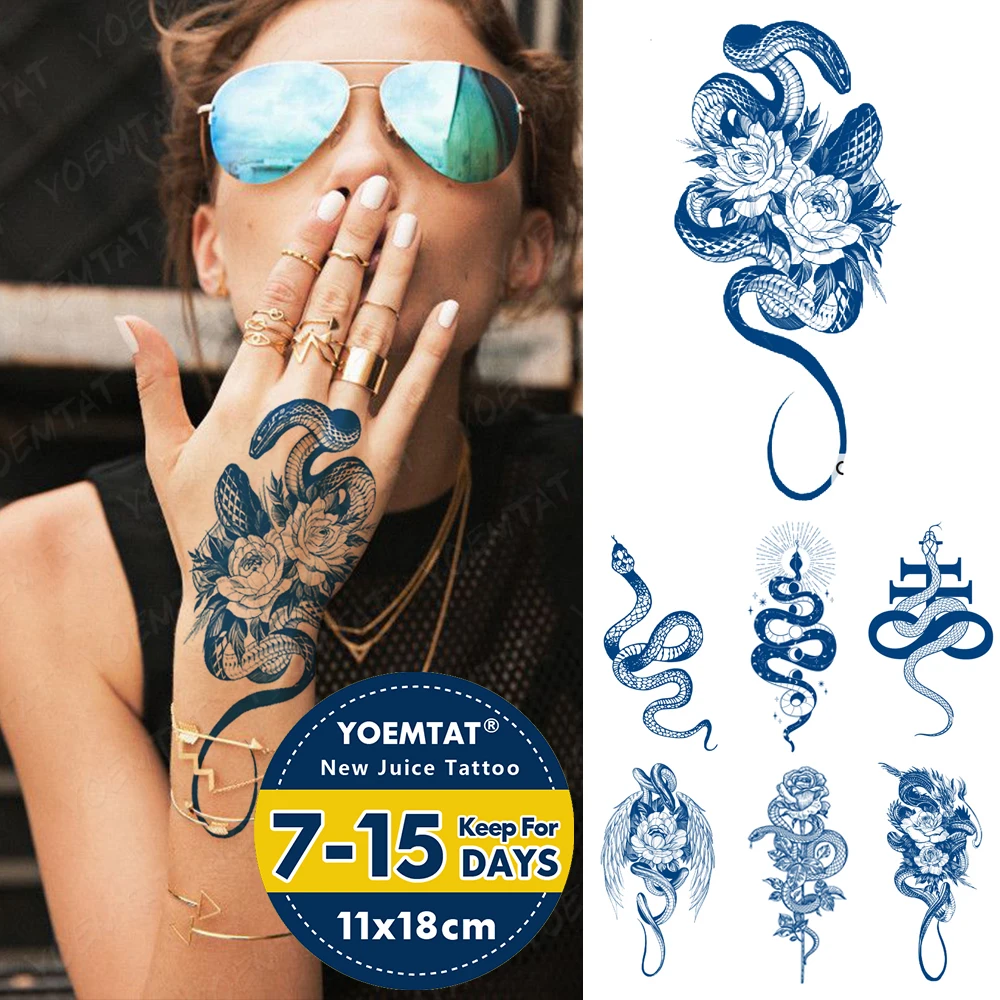 Semi-Permanent Waterproof Temporary Tattoo Stickers Snake Body Art Flash Tatto Genipin Herbal Juice Lasting Ink Fake Tattoos Arm
Semi-Permanent Waterproof Temporary Tattoo Stickers Snake Body Art Flash Tatto Genipin Herbal Juice Lasting Ink Fake Tattoos Arm