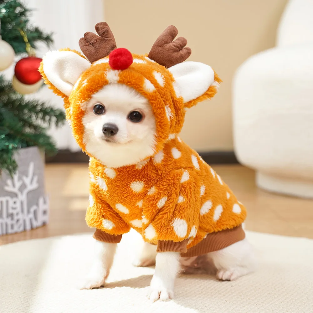 Cute Elk Dog Cosplay Clothes Dog Cat Winter Clothes Flannel Plush Keep Warm Puppy Festive Hooded Coat Pet Christmas Clothing
Cute Elk Dog Cosplay Clothes Dog Cat Winter Clothes Flannel Plush Keep Warm Puppy Festive Hooded Coat Pet Christmas Clothing