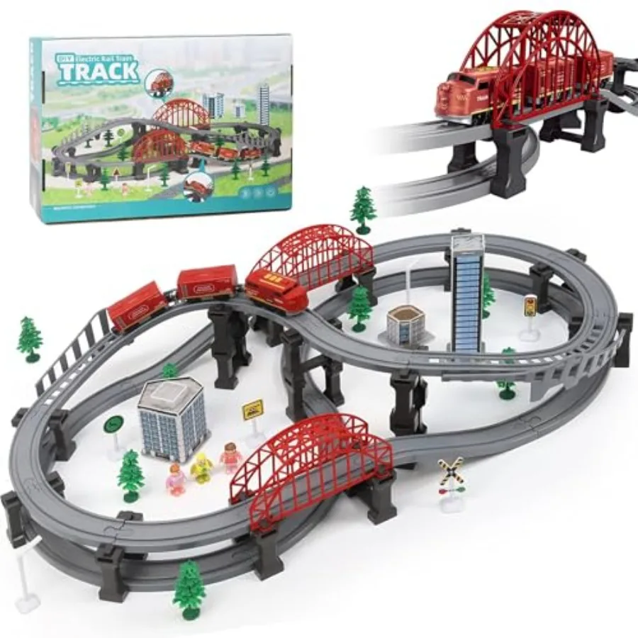 Train Sets for Toddlers: 128-Pc Battery-Operated Wooden Trains with Magnetic Tracks, Forest Green, Compatible with Thomas Brio,
Train Sets for Toddlers: 128-Pc Battery-Operated Wooden Trains with Magnetic Tracks, Forest Green, Compatible with Thomas Brio,