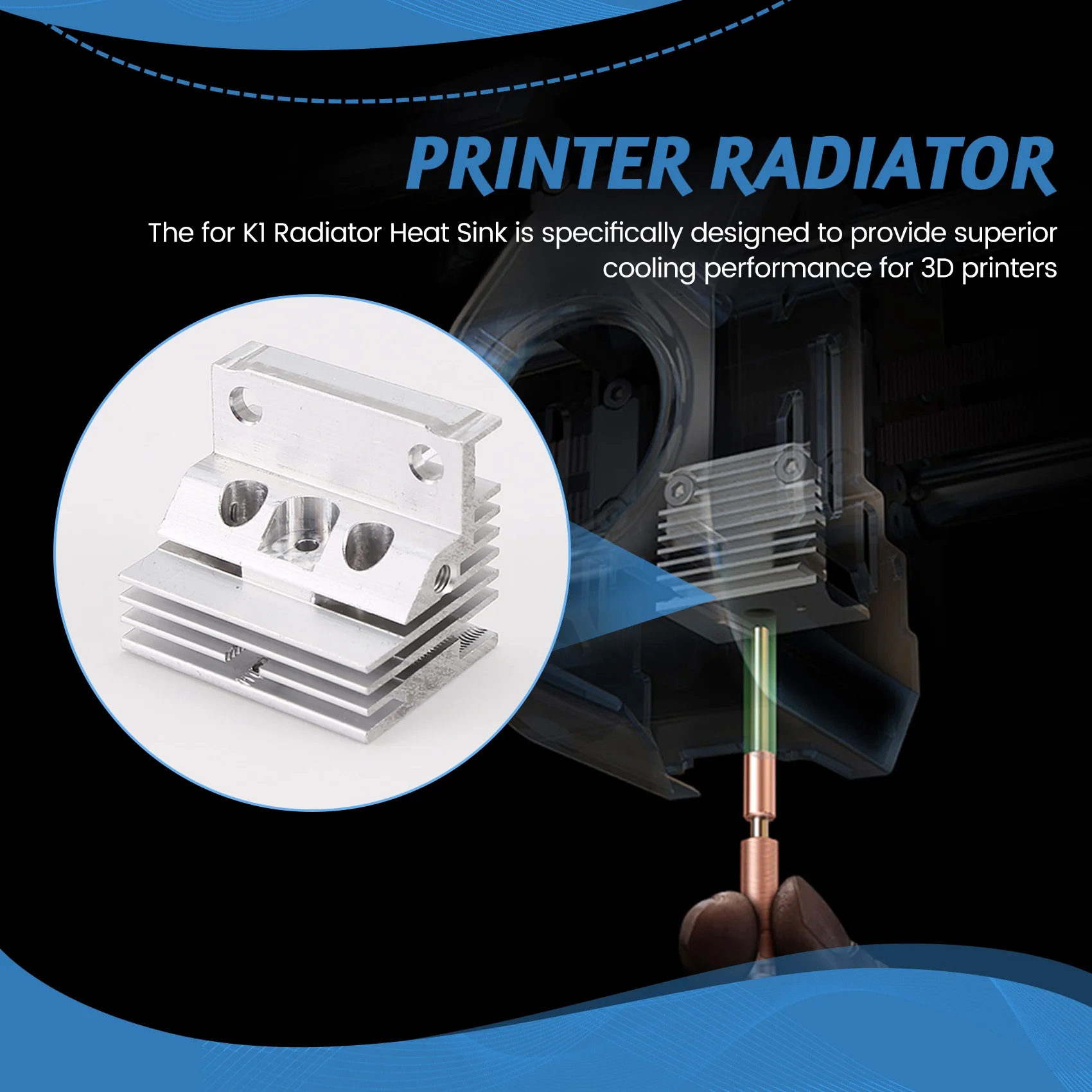 Превосходный радиатор Creality K1/MAX для аксессуаров для 3D-принтеров, радиатор 
Превосходный радиатор Creality K1/MAX для аксессуаров для 3D-принтеров, радиатор