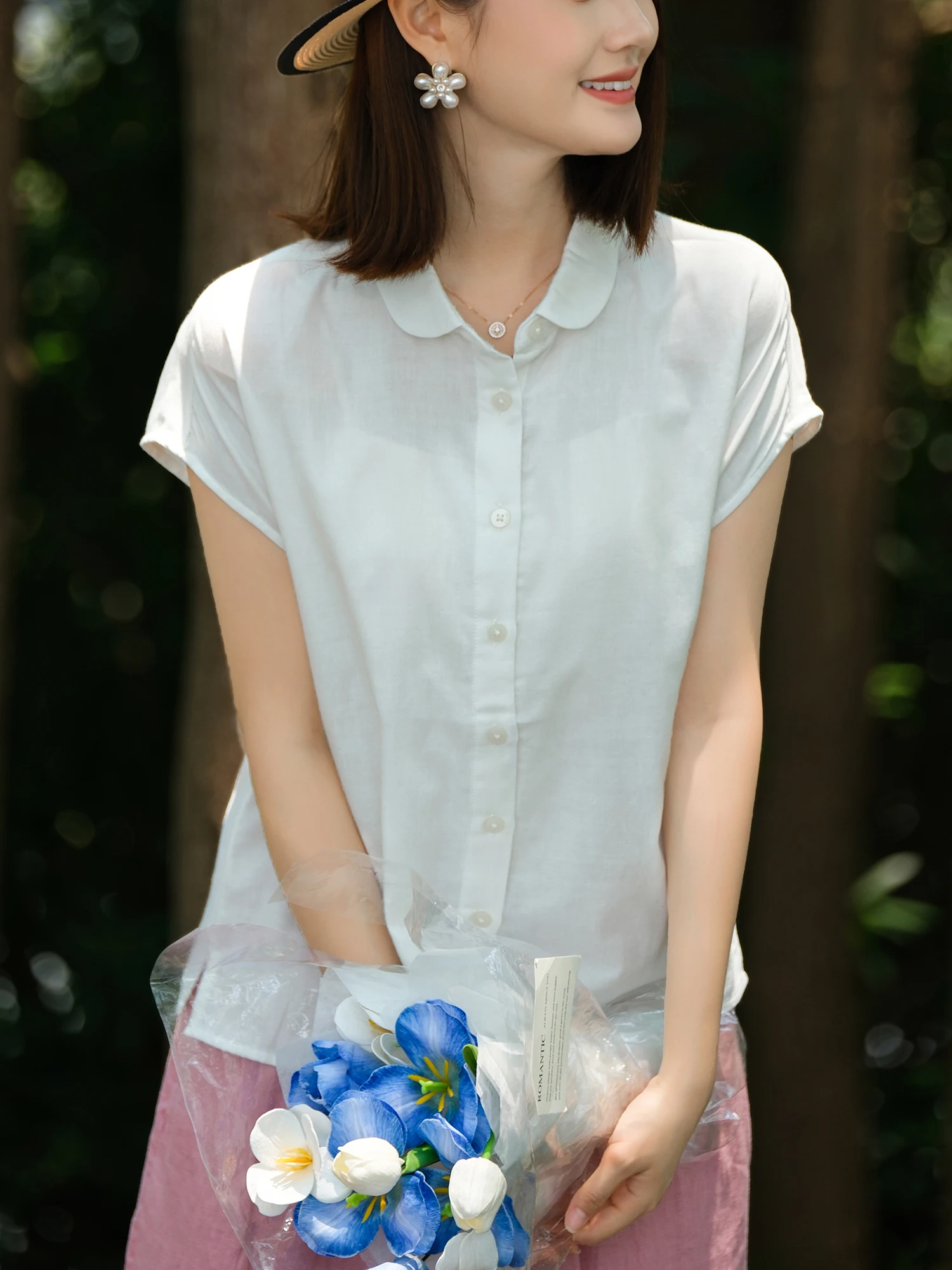 Double Layer Cotton Shirt Women's Style Small Poodle Collar Flying Sleeve Color Woven Commute Style Summer New Arrival
Double Layer Cotton Shirt Women's Style Small Poodle Collar Flying Sleeve Color Woven Commute Style Summer New Arrival