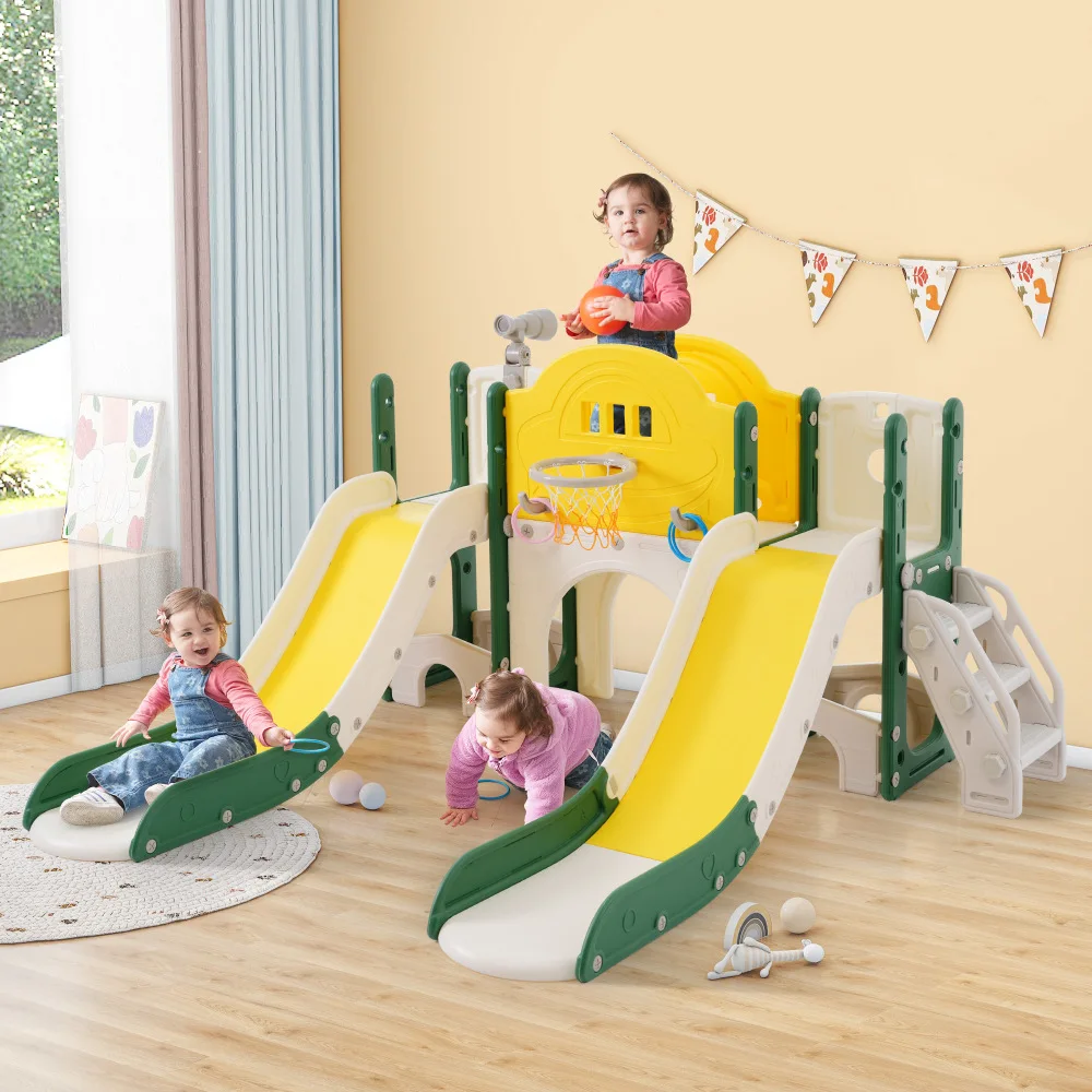 Kids Slide Playset Structure 7 in 1, Freestanding Spaceship Set with Slide, Arch Tunnel, Ring Toss and Basketball Hoop,Double
Kids Slide Playset Structure 7 in 1, Freestanding Spaceship Set with Slide, Arch Tunnel, Ring Toss and Basketball Hoop,Double