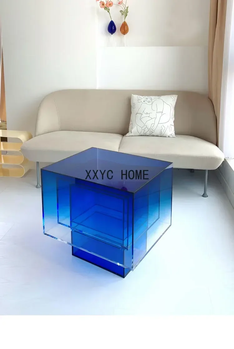 Living Room and Sample Room Rectangular Geometric Side Table Designer Light Luxury Custom Table