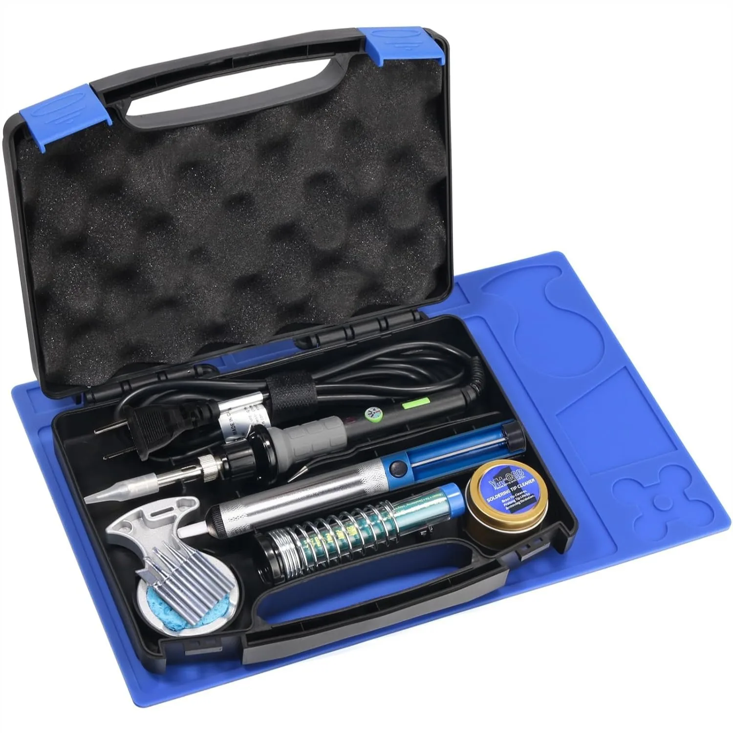 Soldering Iron Kit with 3 LED Lights, Temperature Control, 5 Tips, Desoldering Pump, 60W
Soldering Iron Kit with 3 LED Lights, Temperature Control, 5 Tips, Desoldering Pump, 60W