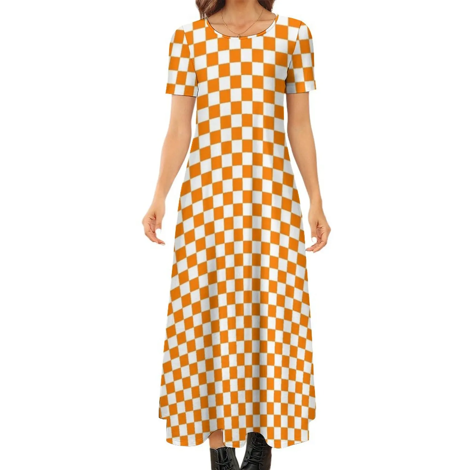 Orange and White Checkerboard Round Neck Short Sleeve Dress evening dress woman dress long dresses for women
Orange and White Checkerboard Round Neck Short Sleeve Dress evening dress woman dress long dresses for women
