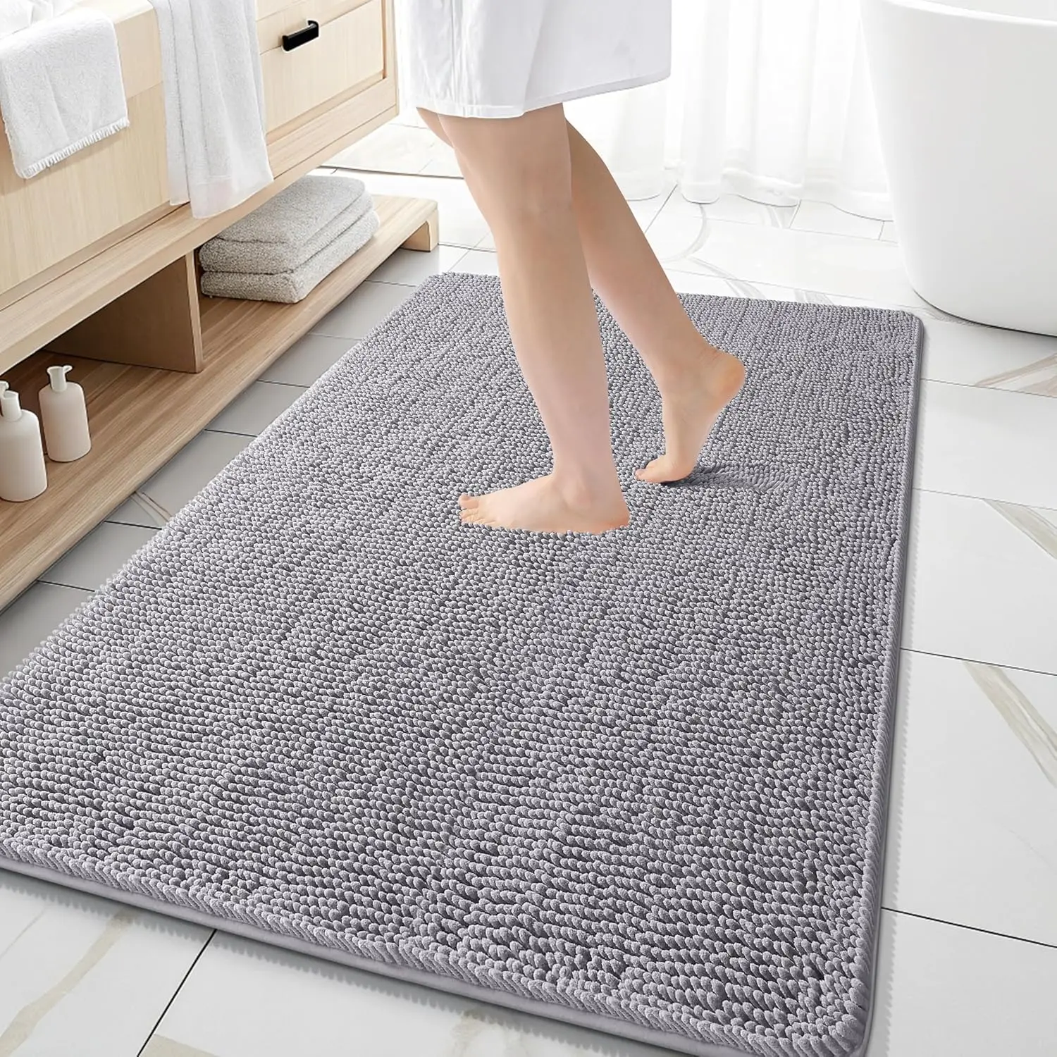 Extra Soft Absorbent Chenille Bath Rugs 59x35, Quick Dry Rubber Backing, Machine Washable Bath Mat for Bathroom Floor, Tub and Shower, Grey
Extra Soft Absorbent Chenille Bath Rugs 59x35, Quick Dry Rubber Backing, Machine Washable Bath Mat for Bathroom Floor, Tub and Shower, Grey