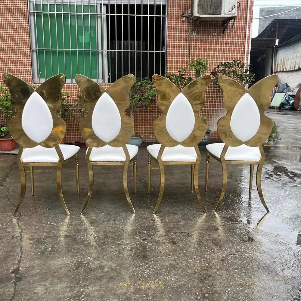Butterfly Shape Stainless Steel Wedding Chair New Design Gold Hotel Dining Banquet Hall Chairs for Outdoor Parties Events
Butterfly Shape Stainless Steel Wedding Chair New Design Gold Hotel Dining Banquet Hall Chairs for Outdoor Parties Events