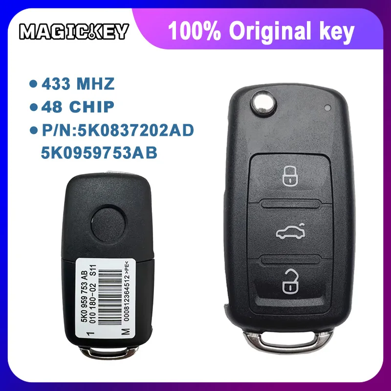3 Buttons OEM Flip Remote Car Key 434Mhz for VW Caddy Eos Golf Jetta Polo Scirocco Tiguan ID48 fob 5K0837202AD/202Q
3 Buttons OEM Flip Remote Car Key 434Mhz for VW Caddy Eos Golf Jetta Polo Scirocco Tiguan ID48 fob 5K0837202AD/202Q