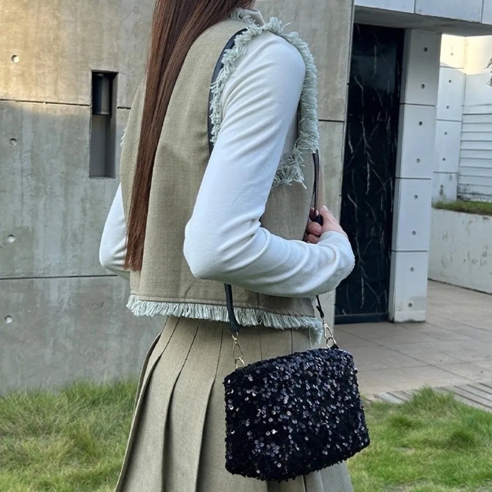 Solid Color Sequins Crossbody Shoulder Bag Sparkly Glamorous Evening Clutch Bags Simple Design Chain Strap Underarm Phone Purse
Solid Color Sequins Crossbody Shoulder Bag Sparkly Glamorous Evening Clutch Bags Simple Design Chain Strap Underarm Phone Purse