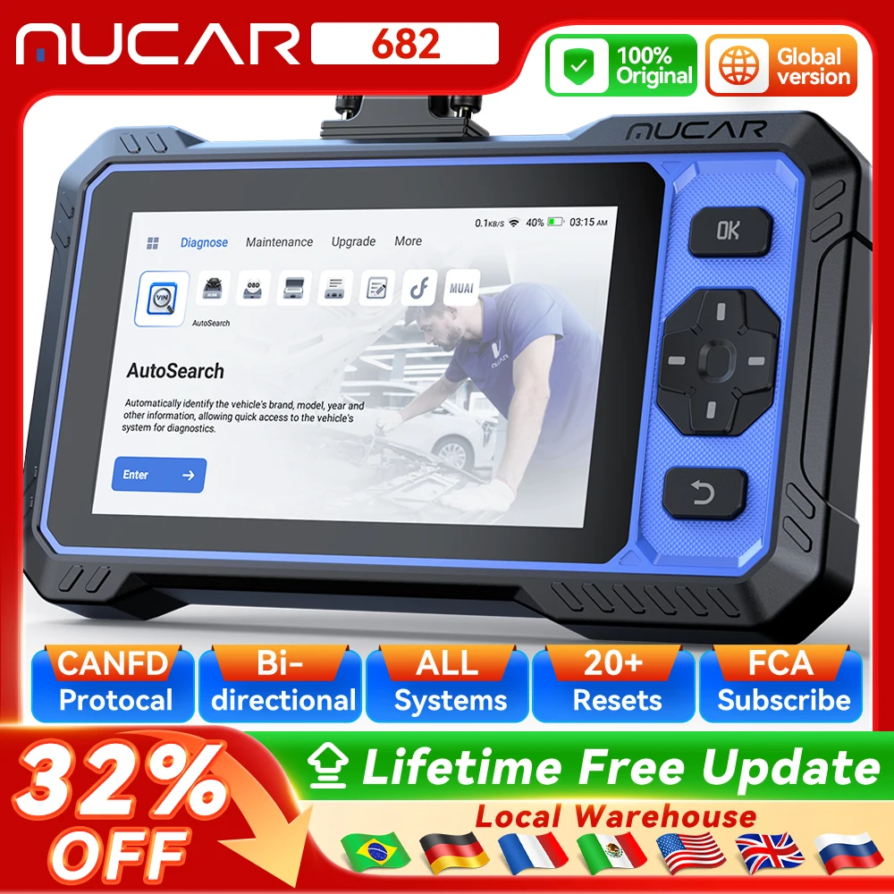 Автосканер MUCAR 682 AI с двунаправленной диагностикой, бесплатными обновлениями, поддержкой CANFD, 20 функций сброса, полная диагностика систем, OBD2 сканер
Автосканер MUCAR 682 AI с двунаправленной диагностикой, бесплатными обновлениями, поддержкой CANFD, 20 функций сброса, полная диагностика систем, OBD2 сканер