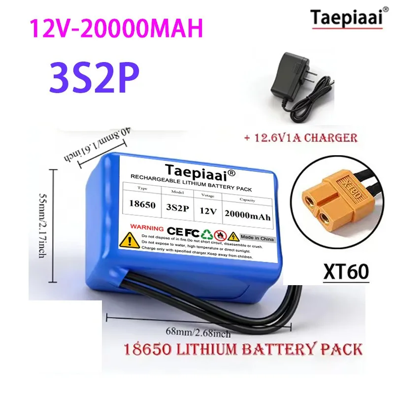 3S2P 18650 Li-Ion Battery Pack 12V 20Ah Built-in BMS Super Large Capacity Safe Reliable with 12.6V Charger & Connector
3S2P 18650 Li-Ion Battery Pack 12V 20Ah Built-in BMS Super Large Capacity Safe Reliable with 12.6V Charger & Connector