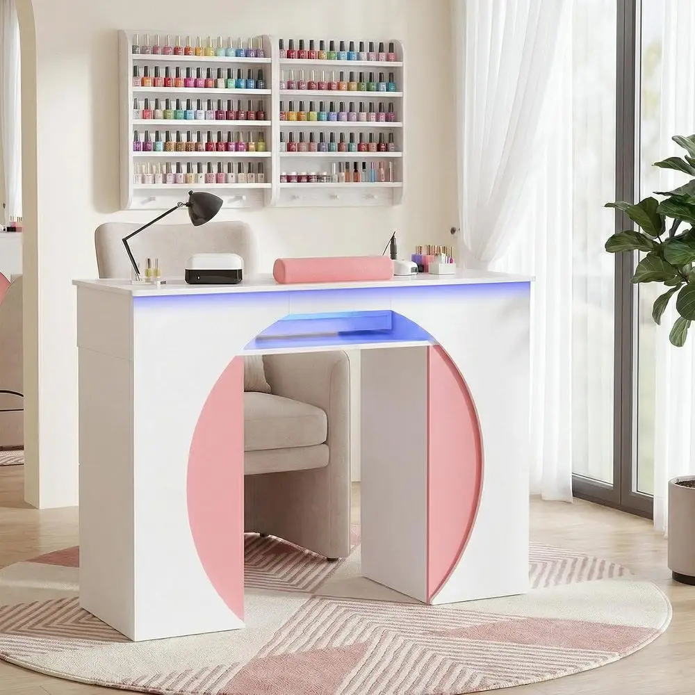 LED-Illuminated Manicure Desk with Dust Collection and Storage, Ideal for Professional Nail Technicians or Home Salons (White/Pi
LED-Illuminated Manicure Desk with Dust Collection and Storage, Ideal for Professional Nail Technicians or Home Salons (White/Pi