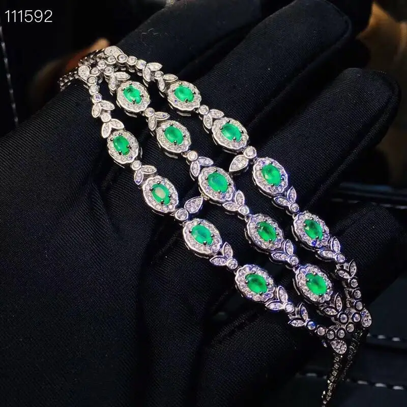 YULEM Real Natural Emerald Gemstone Bracelet 925 Sterling Silver Green Stone Bangle for Women Fine Wedding Jewelry
YULEM Real Natural Emerald Gemstone Bracelet 925 Sterling Silver Green Stone Bangle for Women Fine Wedding Jewelry