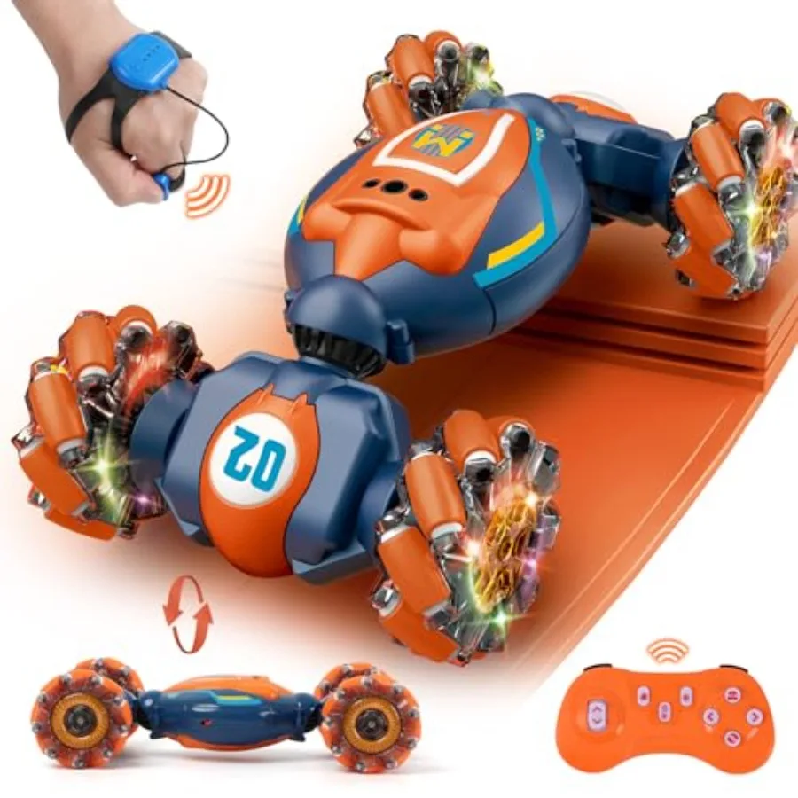 Gesture Sensing RC Stunt Car - Boys Girls Toys Age 6-8-12, 4WD Hand Controlled Remote Control Twist Car with Light and Music, C
Gesture Sensing RC Stunt Car - Boys Girls Toys Age 6-8-12, 4WD Hand Controlled Remote Control Twist Car with Light and Music, C