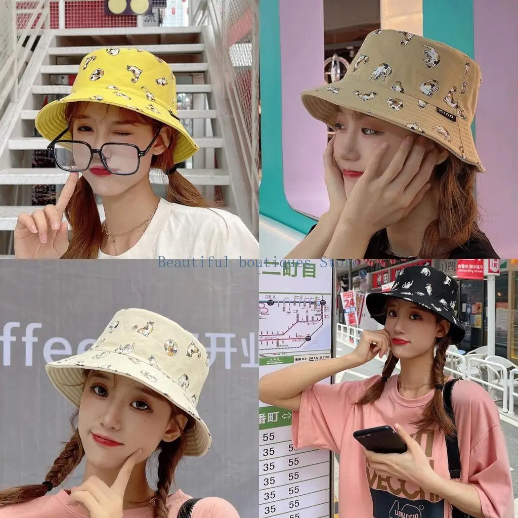 U4LF Double-sided Basin Hat for Cat Pattern Fisherman Cap Sunprotect Gift for Couples
U4LF Double-sided Basin Hat for Cat Pattern Fisherman Cap Sunprotect Gift for Couples