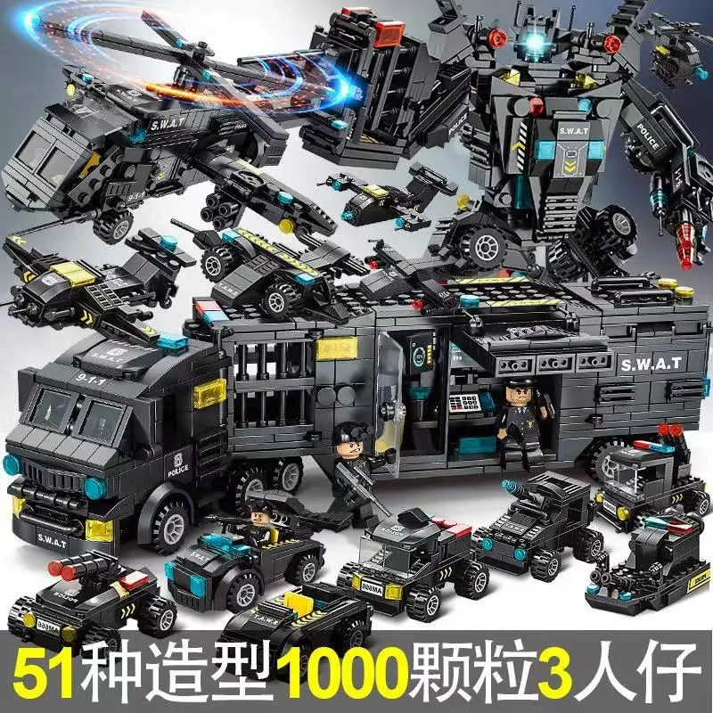 Transformers Police Vehicle Building Blocks Toy for Boys High-Difficulty Assembly Model Robot Helicopter Gift
Transformers Police Vehicle Building Blocks Toy for Boys High-Difficulty Assembly Model Robot Helicopter Gift