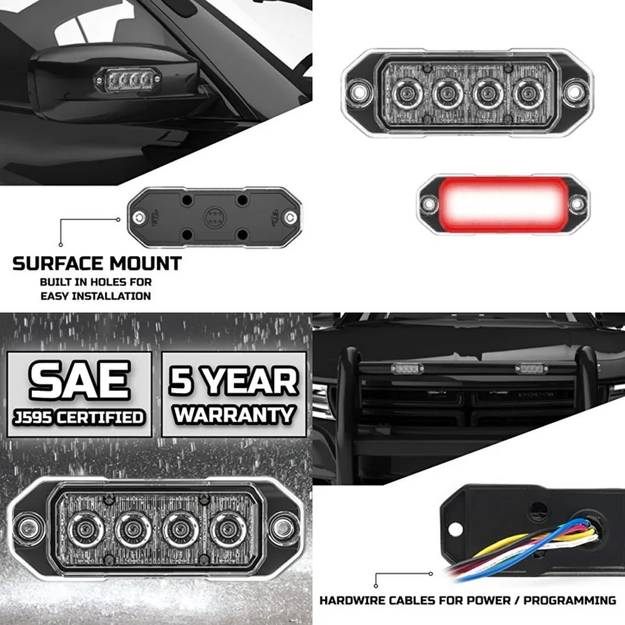 Z-4 TIR LED Surface Mount Emergency Strobe Light 4 LEDs 12W Grille Beacon Light for Police, Tow, Fire, Construction, and Emerge
Z-4 TIR LED Surface Mount Emergency Strobe Light 4 LEDs 12W Grille Beacon Light for Police, Tow, Fire, Construction, and Emerge
