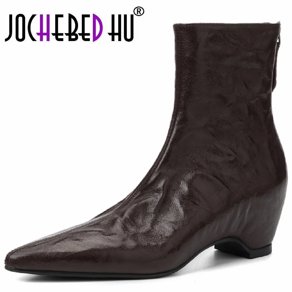 【JOCHEBED HU】Women's Handmade Genuine Leather Short Boots Thick Heel Flat Bottom Pointed Toe Heightening Retro Boots 33-40
【JOCHEBED HU】Women's Handmade Genuine Leather Short Boots Thick Heel Flat Bottom Pointed Toe Heightening Retro Boots 33-40