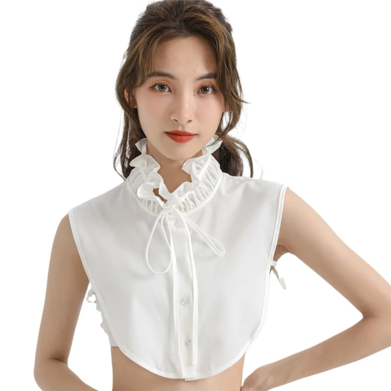 Button Down Lace-Up knot Half Shirts Detachable Blouse False Collar Ruffle Stand-Up Decorative for Women Favor
Button Down Lace-Up knot Half Shirts Detachable Blouse False Collar Ruffle Stand-Up Decorative for Women Favor