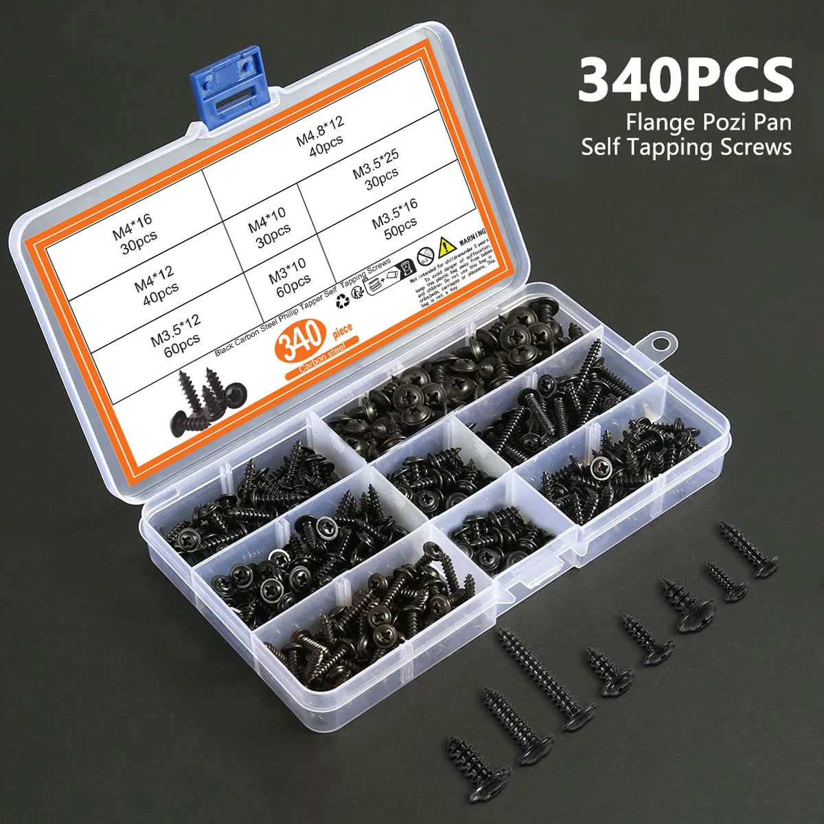 340/360pcs Modified Truss Head Self-Tapping Screws Assortment Kit Black carbon steel Pan Head PWA Screw M3 M3.5 M4 M4.8 for Wood
340/360pcs Modified Truss Head Self-Tapping Screws Assortment Kit Black carbon steel Pan Head PWA Screw M3 M3.5 M4 M4.8 for Wood