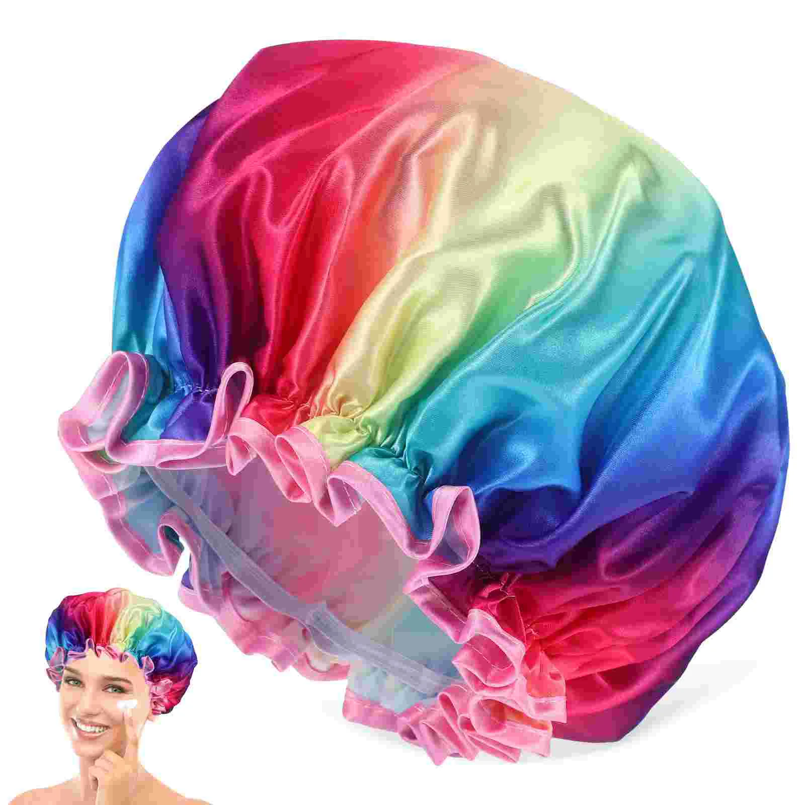 Ladies Hats Shower Cap Double Layer Satin For Curly Hair Caps Women Elastic Womens Large Cover Women's
Ladies Hats Shower Cap Double Layer Satin For Curly Hair Caps Women Elastic Womens Large Cover Women's