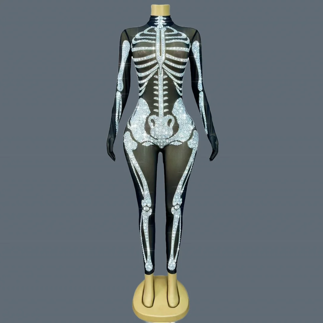 Classic Halloween Skeleton Costume Drag Queen Performer Wear Festival Dress-up Photo Shoot Wear Spandex Tight Jumpsuit Xiaogutou
Classic Halloween Skeleton Costume Drag Queen Performer Wear Festival Dress-up Photo Shoot Wear Spandex Tight Jumpsuit Xiaogutou